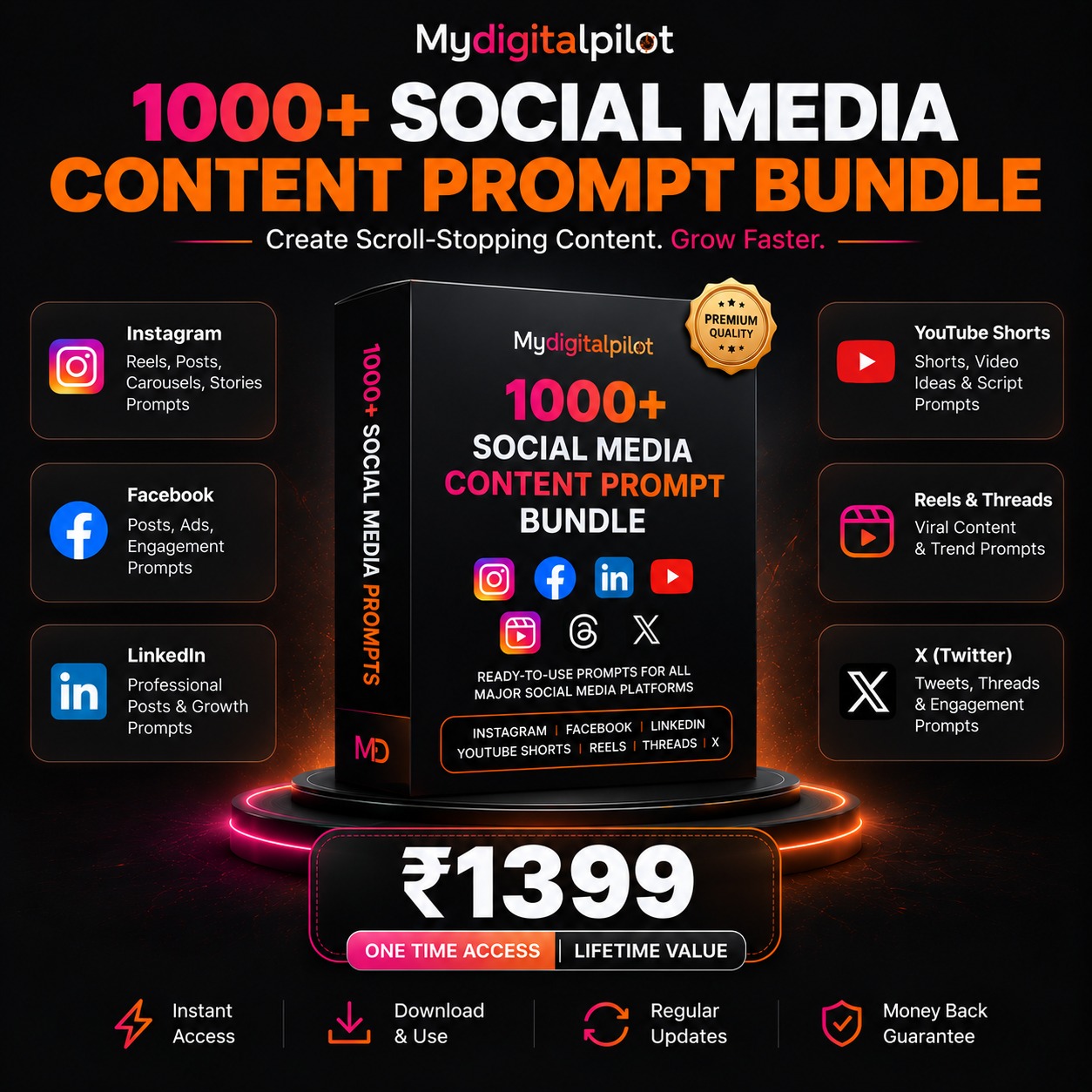 1000+ Social Media Content Prompt Bundle